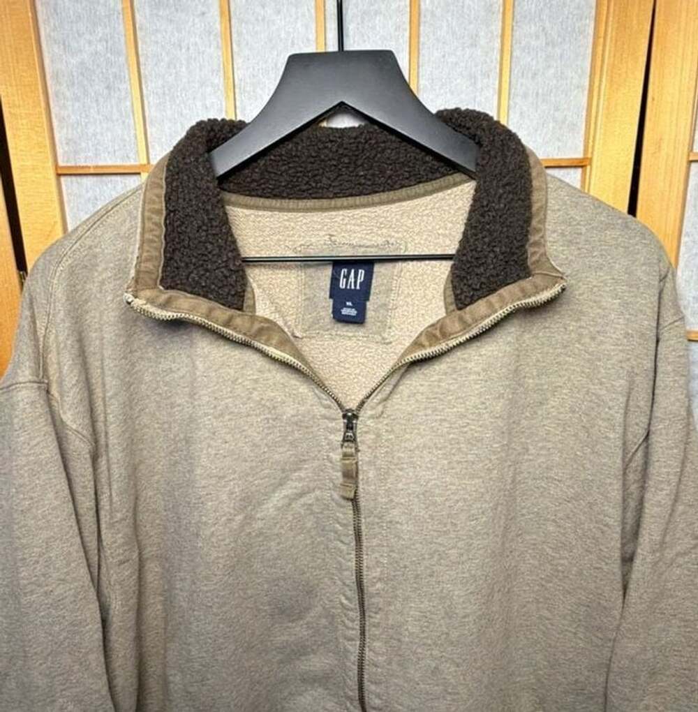 2000’s Collared Gap Full Zip Up Sweatshirt Size XL Tan Brown